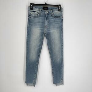 Black Orchid Denim NEW Miranda Off Step Mid-Rise Jeans Sz 26 Blue Raw Cut Hem
